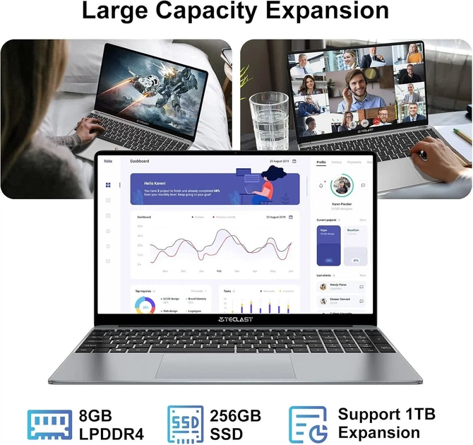 Ноутбук 15.6" Teclast F15 Plus Intel Celeron N4120 RAM 8GB SSD 256GB Win10 (UKR) Б/В - изображение 2