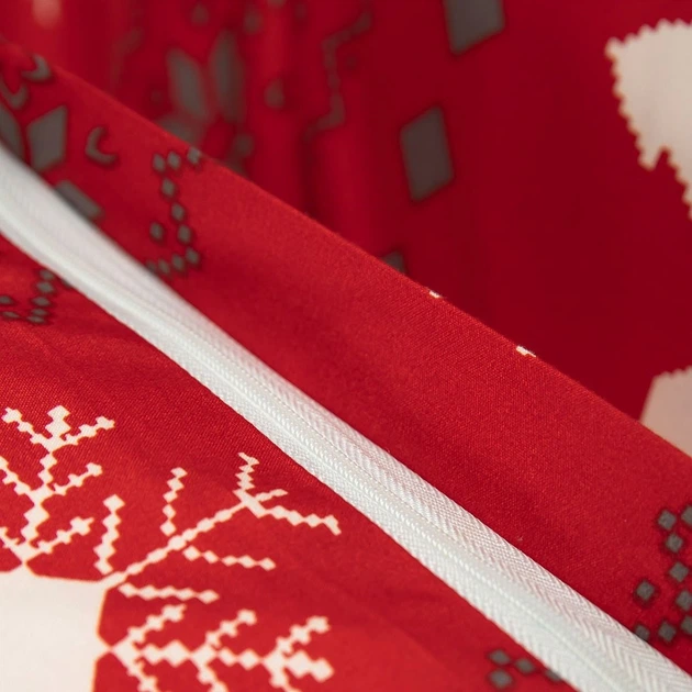 Комплект постільної білизни Homla Renna Підковдра 160 x 200 см + 2 наволочки на подушки 70 x 80 см зі святковим візерунком червоний (5902869942048) - зображення 8