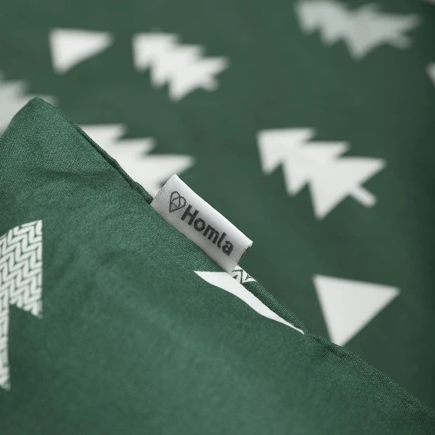 Комплект постільної білизни Homla Pema Підковдра 160 x 200 см + 2 наволочки на подушки 70 x 80 см зі святковим візерунком зелений (5902869986127) - зображення 5