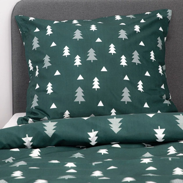 Комплект постільної білизни Homla Pema Підковдра 160 x 200 см + 2 наволочки на подушки 70 x 80 см зі святковим візерунком зелений (5902869986127) - зображення 12