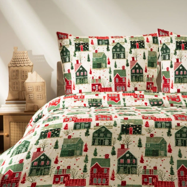 Комплект постільної білизни Homla Glora Підковдра 140 x 200 см + 2 наволочки на подушки 70 x 80 см зі святковим візерунком різнокольоровий (5906496700491) - зображення 5