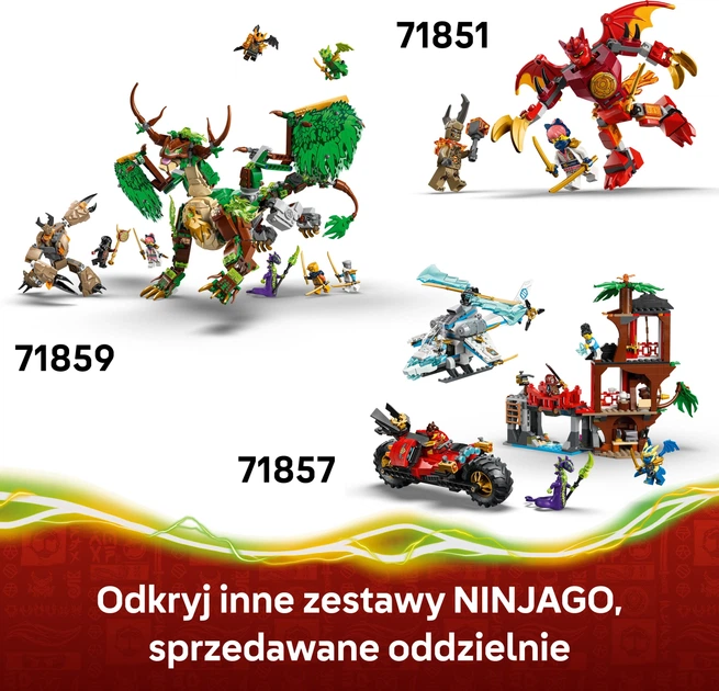 Zestaw klocków LEGO Ninjago Bitwa ninja: domek na drzewie z pojazdami 642 elementy (71857) - obraz 8