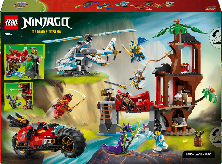 Zestaw klocków LEGO Ninjago Bitwa ninja: domek na drzewie z pojazdami 642 elementy (71857) - obraz 9