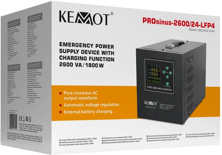 ДБЖ Kemot PROsinus-2600/24-LFP4 1800Вт/2600ВА (5901890123150) - зображення 5