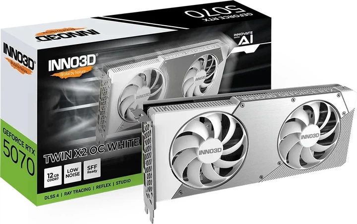 Відеокарта INNO3D PCI-Ex GeForce RTX 5070 TWIN X2 OC White 12GB GDDR7 (192bit) (2542/28000) (HDMI, 3 x DisplayPort) (N50702-12D7X-195064W) - зображення 2