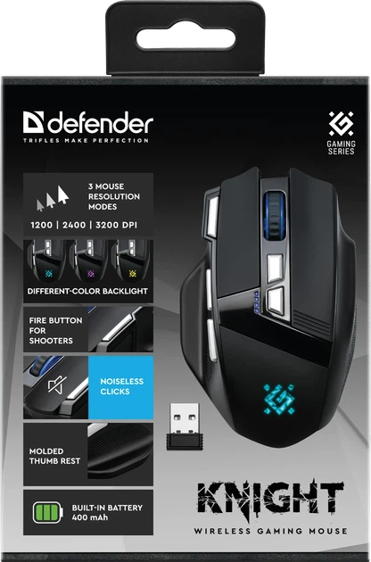Миша Defender Knight GM-885 LED Wireless Black (4745090822748) - Фото 14 Миша Defender Knight GM-885 LED Wireless Black (4745090822748) - зображення 14