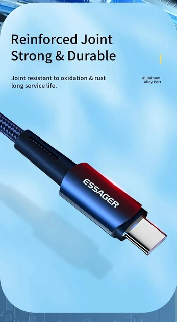 Кабель зарядки Type-C – Type-C Essager 100W 1м Blue (EXCTT1-CG03) - изображение 7
