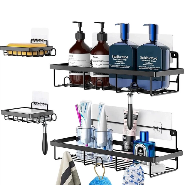 Набір полиць для душу Vilde 569735 металеві 4 шт Чорний (5904316465179) - зображення 2