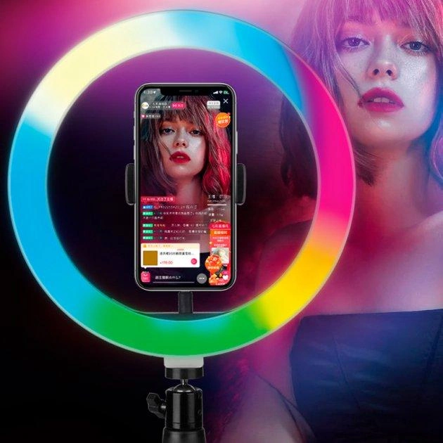 Світлодіодна кільцева лампа MJJ-30 LED RGB USB + тримач HDSYR_669 - зображення 4