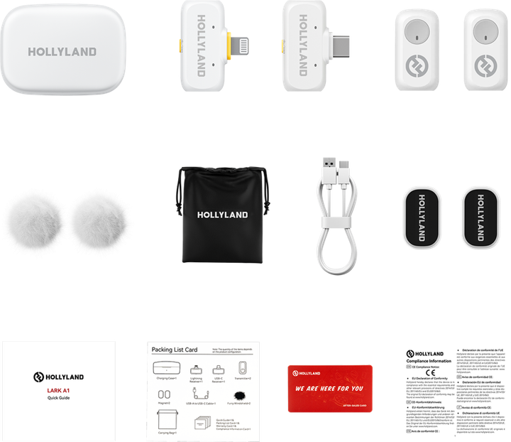 Бездротовий петличний мікрофон Hollyland Lark A1 Combo USB-C RX + Lightning RX + Charging Case Ivory White (6976068118411) - зображення 2