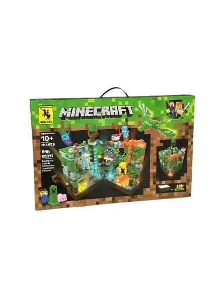Конструктор LED Майнкрафт Minecraft Битва в джунглях 866 деталей Деревня, замок, ферма + человечки + свет - Фото 4 Конструктор LED Майнкрафт Minecraft Битва в джунглях 866 деталей Деревня, замок, ферма + человечки + свет - изображение 4