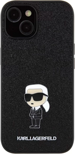 Etui Karl Lagerfeld Fixed Glitter Ikonik Logo Metal Pin do Apple iPhone 15/14/13 Black (KLHCP15SGKNPSK) - obraz 2