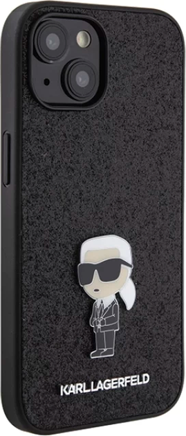 Etui Karl Lagerfeld Fixed Glitter Ikonik Logo Metal Pin do Apple iPhone 15/14/13 Black (KLHCP15SGKNPSK) - obraz 3
