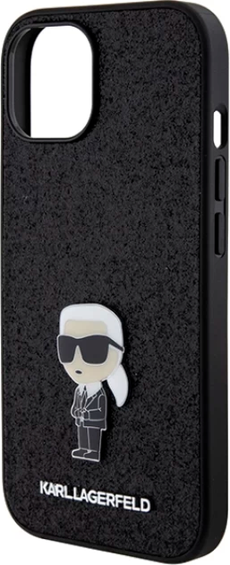 Etui Karl Lagerfeld Fixed Glitter Ikonik Logo Metal Pin do Apple iPhone 15/14/13 Black (KLHCP15SGKNPSK) - obraz 4