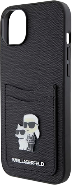 Etui Karl Lagerfeld Saffiano Cardslot Karl&Choupette Metal Pin do Apple iPhone 15/14/13 Black (KLHCP15SSAPKCNPK) - obraz 4