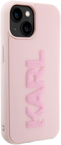 Etui Karl Lagerfeld 3D Rubber Glitter Logo do Apple iPhone 15/14/13  Pink (KLHCP15S3DMBKCP) - obraz 5