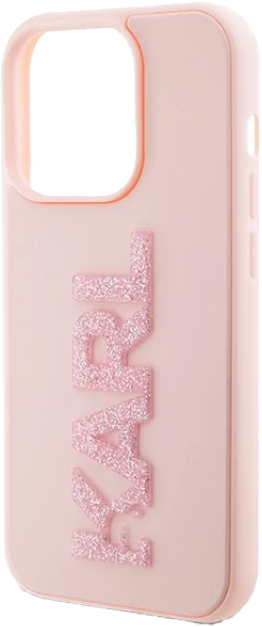 Etui Karl Lagerfeld 3D Rubber Glitter Logo do Apple iPhone 15 Pro Pink (KLHCP15L3DMBKCP) - obraz 4
