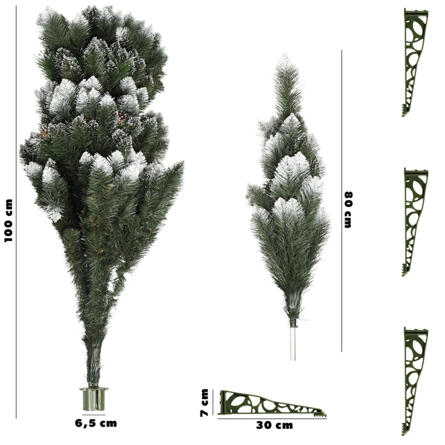 Сосна декоративна Kadax Este засніжена з шишками ПВХ 180 см K5552 (5903699446942) - зображення 3