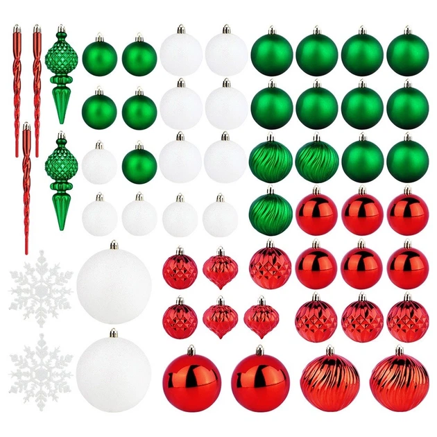 Набір ялинкових кульок Vilde 839482 ударостійкі 5 / 6 / 8 / 10 / 12 см 57 шт (8721037248006) - зображення 2
