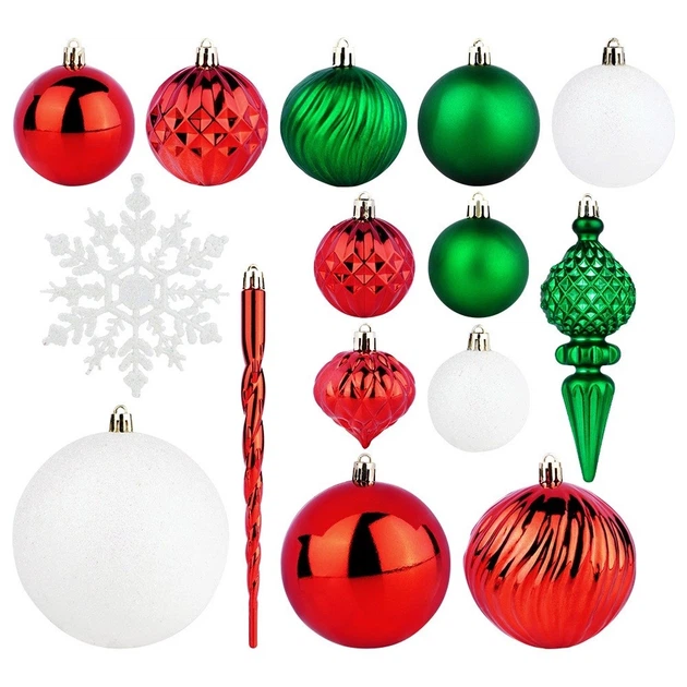 Набір ялинкових кульок Vilde 839482 ударостійкі 5 / 6 / 8 / 10 / 12 см 57 шт (8721037248006) - зображення 4