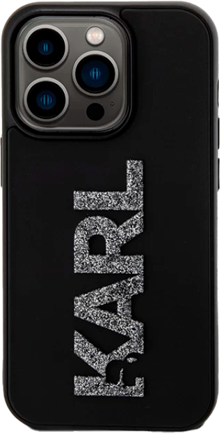 Etui Karl Lagerfeld 3D Rubber Glitter Logo do Apple iPhone 15 Pro Black (KLHCP15L3DMBKCK) - obraz 2
