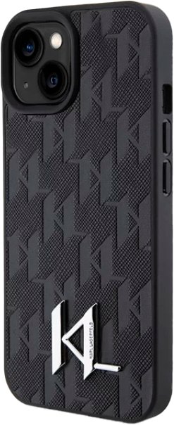 Etui Karl Lagerfeld Leather Monogram Hot Stamp Metal Logo do Apple iPhone 15/14/13  Black (KLHCP15SPKLPKLK) - obraz 2