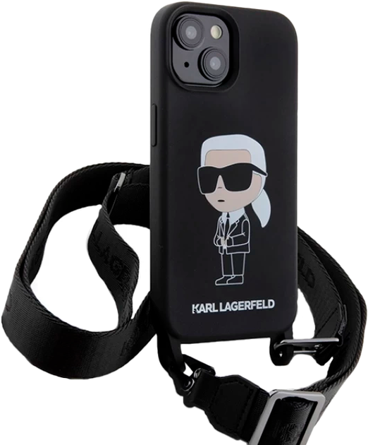 Etui Karl Lagerfeld Crossbody Ikonik do Apple iPhone 15/14/13  Black (KLHCP15SSCBSKNK) - obraz 3