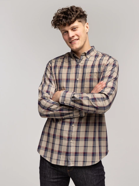 Koszula męska bawełniana w kratę Lee Cooper New Tenby-09Zk 3XL Beżowa (5905991748014) - obraz 4