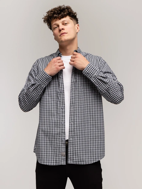 Koszula męska bawełniana w kratę Lee Cooper New Tenby-39Zk XL Szara (5905991748137) - obraz 4