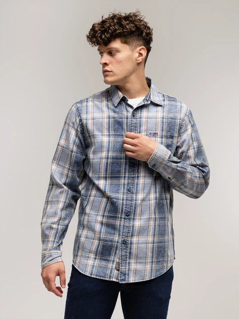 Koszula męska bawełniana w kratę Lee Cooper Will-2106 XL Niebieska (5905991748540) - obraz 3