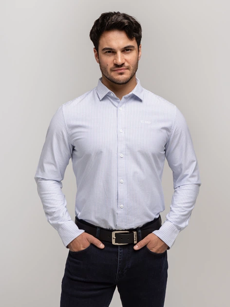 Koszula męska bawełniana w paski Lee Cooper Liam Oxford 2XL Biała (5905991751458) - obraz 3