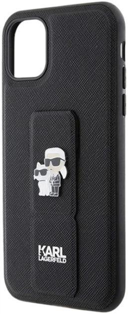 Etui Karl Lagerfeld Gripstand Saffiano Karl&Choupette Pin do Apple iPhone 11/Xr Black (KLHCN61GSAKCPK) - obraz 6