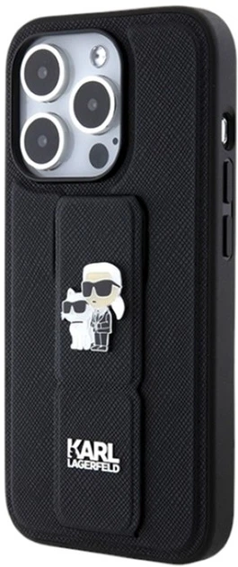 Etui Karl Lagerfeld Gripstand Saffiano Karl&Choupette Pin do Apple iPhone 13/13 Pro Black (KLHCP13LGSAKCPK) - obraz 2