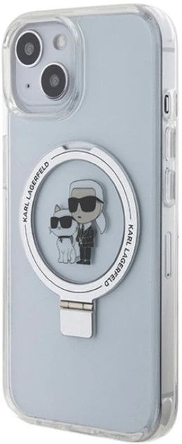 Etui Karl Lagerfeld Ring Stand Karl&Choupettte MagSafe do Apple iPhone 15 Plus/14 Plus White (KLHMP15MHMRSKCH) - obraz 2