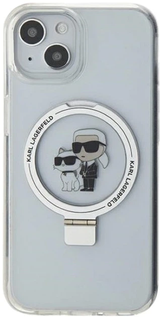 Etui Karl Lagerfeld Ring Stand Karl&Choupettte MagSafe do Apple iPhone 15 Plus/14 Plus White (KLHMP15MHMRSKCH) - obraz 3