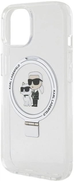 Etui Karl Lagerfeld Ring Stand Karl&Choupettte MagSafe do Apple iPhone 15 Plus/14 Plus White (KLHMP15MHMRSKCH) - obraz 6