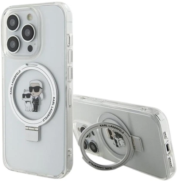 Etui Karl Lagerfeld Ring Stand Karl&Choupettte MagSafe do Apple iPhone 15 Pro Max White (KLHMP15XHMRSKCH) - obraz 1