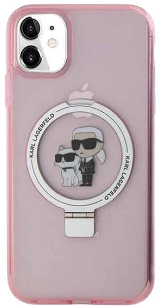 Etui Karl Lagerfeld Ring Stand Karl&Choupettte MagSafe do Apple iPhone 11/Xr Pink (KLHMN61HMRSKCP) - obraz 3