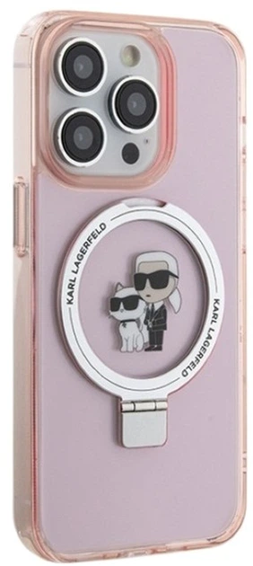 Etui Karl Lagerfeld Ring Stand Karl&Choupettte MagSafe do Apple iPhone 15 Pro Pink (KLHMP15LHMRSKCP) - obraz 4