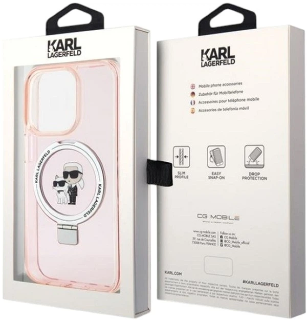 Etui Karl Lagerfeld Ring Stand Karl&Choupettte MagSafe do Apple iPhone 15 Pro Pink (KLHMP15LHMRSKCP) - obraz 7