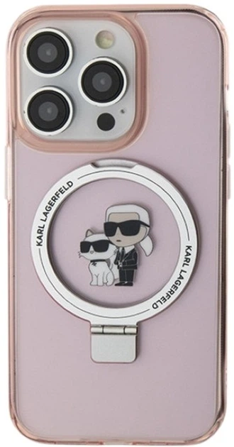 Etui Karl Lagerfeld Ring Stand Karl&Choupettte MagSafe do Apple iPhone 15 Pro Max Pink (KLHMP15XHMRSKCP) - obraz 3