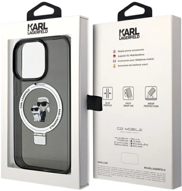 Etui Karl Lagerfeld Ring Stand Karl&Choupettte MagSafe do Apple iPhone 13 Pro Max Black (KLHMP13XHMRSKCK) - obraz 8