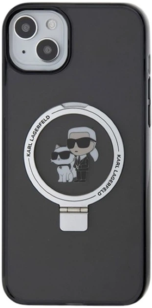 Etui Karl Lagerfeld Ring Stand Karl&Choupettte MagSafe do Apple iPhone 15/14/13 Black (KLHMP14SHMRSKCK) - obraz 3