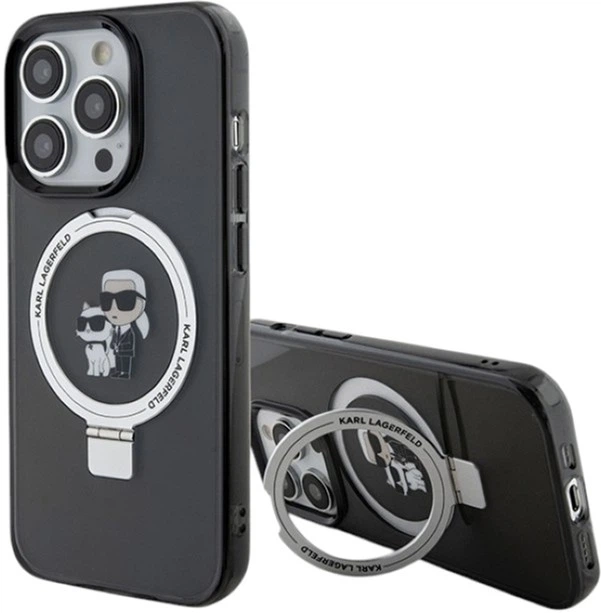 Etui Karl Lagerfeld Ring Stand Karl&Choupettte MagSafe do Apple iPhone 14 Pro Black (KLHMP14LHMRSKCK) - obraz 1
