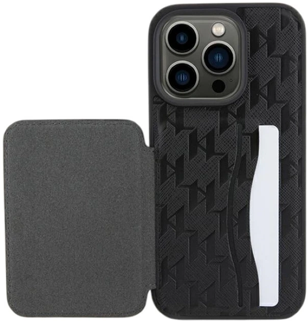 Etui Karl Lagerfeld Saffiano Cardslots and Stand Monogram Choupette do Apple iPhone 15 Pro Max Black (KLHCP15XSAKCNSCK) - obraz 8