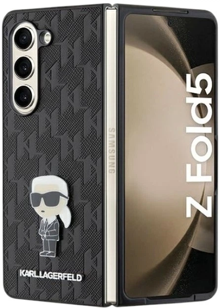Etui Karl Lagerfeld Saffiano Monogram Ikonik Pin do Samsung Galaxy Z Fold 5 Black (KLHCZFD5SAPKINPK) - obraz 1