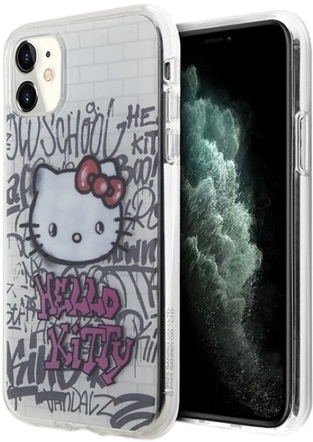 Etui Hello Kitty IML Kitty On Bricks Graffiti do Apple iPhone 11/Xr White (HKHCN61HDGPHT) - obraz 1