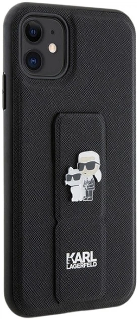Панель Karl Lagerfeld Gripstand Saffiano Karl&Choupette Pin для Apple iPhone 15/14/13 Black (KLHCP15SGSAKCPK) - зображення 4