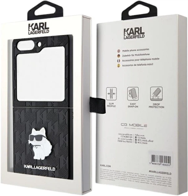 Панель Karl Lagerfeld Saffiano Monogram Choupette Pin для Samsung Galaxy Z Flip 5 Black (KLHCZF5SAPCHNPK) - зображення 8