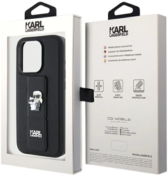 Etui Karl Lagerfeld Gripstand Saffiano Karl&Choupette Pin do Apple iPhone 15 Pro Max Black (KLHCP15XGSAKCPK) - obraz 8